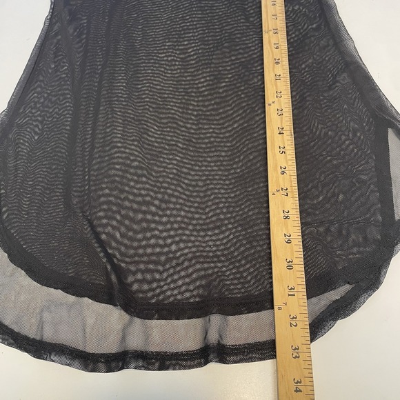 Vtg Y2K Sheer Black Mesh Tunic Top Dress Overlay Goth Grunge Layering Slits S - Picture 7 of 8
